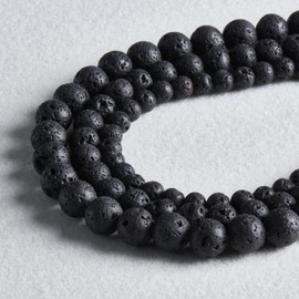 108pcs 8mm Natural Black Lava Beads Round Gemstone Beads Loose Beads for Jewelry Making