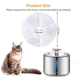 Cat Water Fountain Filters, BOORCA 6 Pieces Triple Filtration System Replacement Filter Fit for 84oz/2.5L Cat Pet Fountain, 6 Filtration System and 2 Pre-Filter Sponges