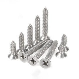 50 Pcs Self Tapping Screws, M6 x 12mm Multi Purpose Screws, 304 Stainless Steel, Phillips Flathead Screws for Wood, Drywall and Furniture