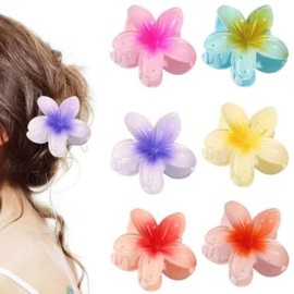 Flower Hair Claw Clips, 6PCS 3.14-Inch Cute Claw Clips for Women/Girls' Thick/Thin Hair, Hawaiian Hair Decorations, Birthday Gifts (Multicolored)