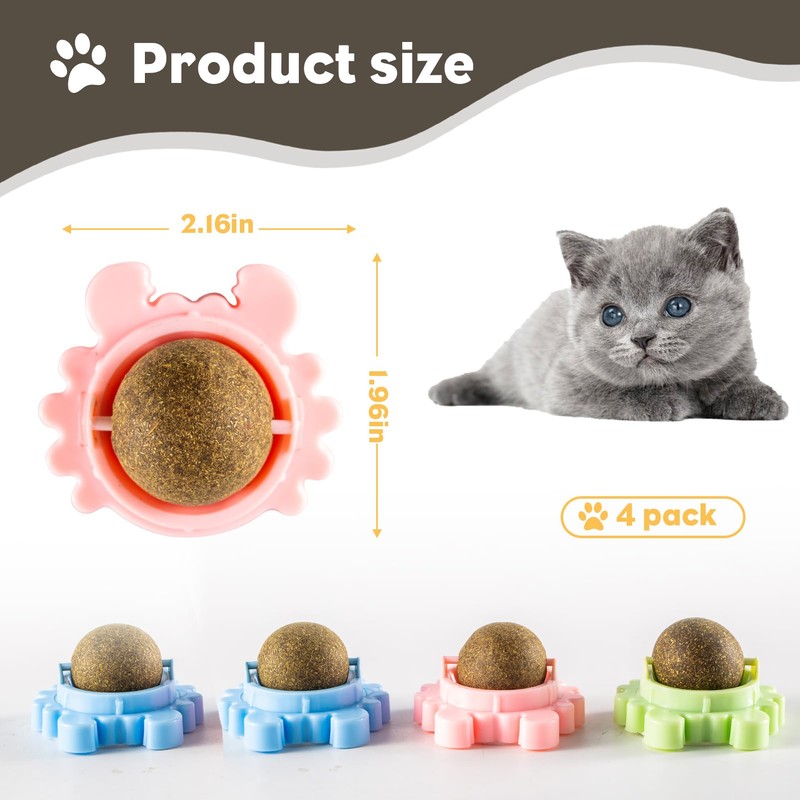 Catnip Balls Rollerball For Cats Wall Mount Magic Mint Stick