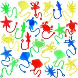 VICROIC 24PCS Ocean Animal Sticky Hands Toys for Kids, Rubbery Stretchy Sticky Goodie Bag Stuffers Toys for Party Favor Supplies, Colorful Sticky for Boys Girls Classroom Prizes