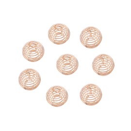 LiQunSweet 50 Pcs Wire Wrapped Bead Cage Hollow Retro Lantern Holder Charm Golden Plated for Perfume Diffuser Chime Bell Mexican Ball Pendant Necklace Jewelry Making