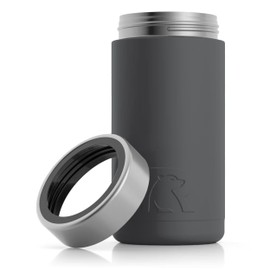 RTIC Craft Can Cooler Insulated, Drink, Beverage, Bottle, Soda Can Cooler with Lid, Stainless Steel Metal, Double Wall Insulation Coozie for Cans, Sweat Proof, 16 oz, Charcoal