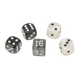Philos 4112 Dice Set for Backgammon, Plastic, Black and White, 16 mm, 4 Dice, 1 Doppler