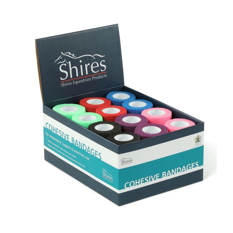 SHIRES COHESIVE BANDAGES Breathable Durable Lightweight Compression (BOX OF 12)