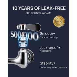 Sepaitek Leak-Free Kitchen Sink Faucet Wall Mount 8" Center 8" Spout, Commercial Sink Faucet 2 Hole 2 Wrist Blade Handles for 2/3 Compartment Sink Faucet, Industrial Restaurant Faucet, Brass