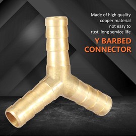 Akozon Barb Hose Fitting Y-Shape Barbed 3-Way Connector Barb Hose Fitting Brass for Air, Water, Oil, Gas and Fuel (8mm 4pcs)