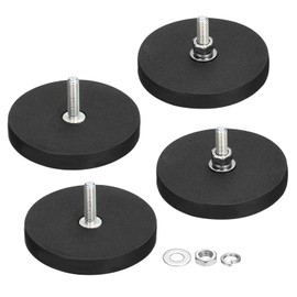 4 Pcs 1.7" Dia Rubber Coated Magnets, 19LBS Anti-Scratch Flag Magnet Base with M4 Male Threaded Studs and Nut Magnets Holder for Camera Light Bar Mirror Tool