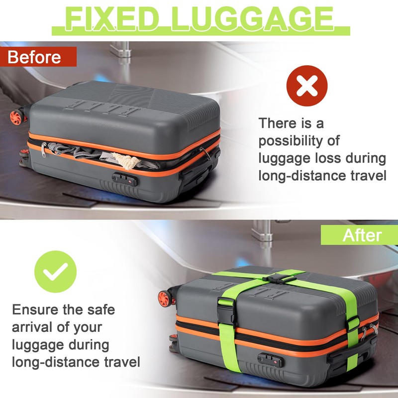 Luggage Straps for Suitcases 4 Pack, TSA Approved Travel Essentials,