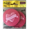 Post-It Notes 2 Pink Heart Round Super Sticky Post-It Note