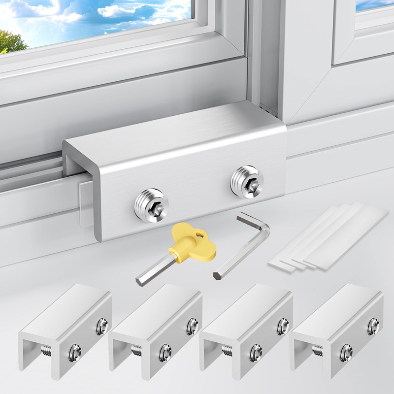 Window Locks,4 Sets Sliding Window Lock with Key, Window Locks