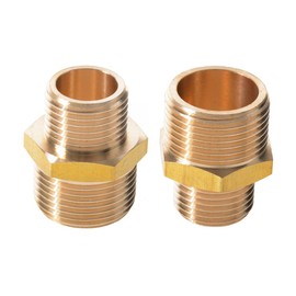 Her Kindness Brass Double Nipples, 3/4 Inch Male Thread x 1/2 Inch Male Thread Brass Male Thread for Industry, Commercial and Household, Pack of 2
