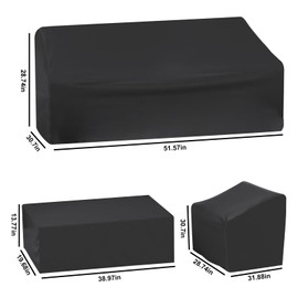 DUZFOREI 4 Pcs, Waterproof Patio Furniture Outdoor Covers Include Sofa Cover, 2 Chair Covers, Coffee Table with Windproof Buckle Strap and Adjustable Drawstring