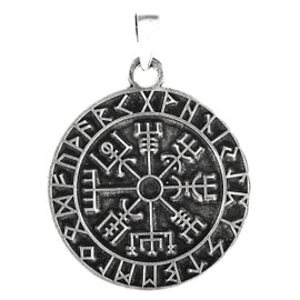 Kiss of Leather Viking Compass Pendant Pewter No. 99, Tin, Pewter, No Gemstone