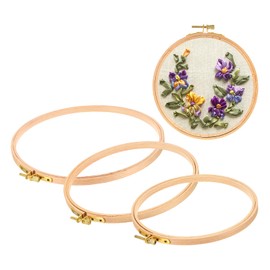 PATIKIL 4 Pieces Embroidery Hoops Round Adjustable Beach Wood Circle Cross Stitch Hoop Ring Bulk for Embroidery Art Craft Handy Sewing Decoration(BeechHoop 6-9)