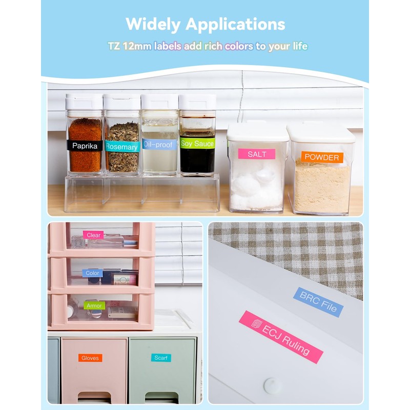 6 x MarkField Compatible Label Tape for Brother P-Touch Label