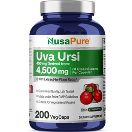 NusaPure Uva Ursi 10:1 Extract, 450 mg Equivalent to 4,500mg 200 Vegetarian caps (Non-GMO, Vegan) Bearberry
