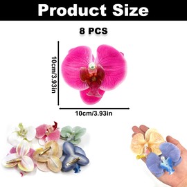 8PCS Moth Orchid Flower Hair Clips, Bohemia Hawaiian Flower Hairpins, Colorful Fabric Artificial Floral Hair Clip, Hair Barrettes Accessories for Women, Headwear Styling Tools for Vacation Beach Party