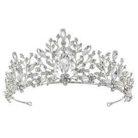 Samky Silver Bridal Crown Rhinestone Wedding Tiara Headpiece Bride's Crystal Hair Accessories