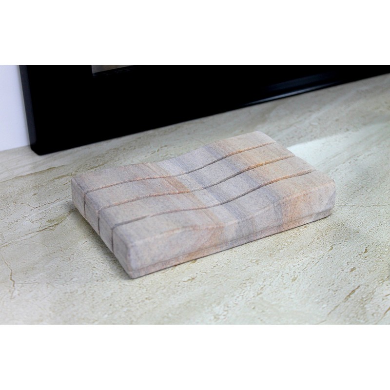 Stonkraft Rectangular Ribbed Shaped Soap Dish Made of Natural Rainbow
