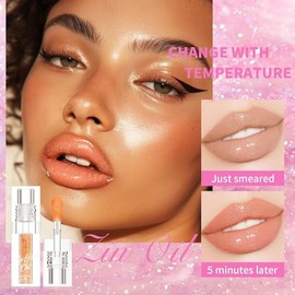 Brillo De Labios Hidratante De Cambio Cálido Hidratante Labial Brillo Labial Cuidado De Los Labios – Brillo De Labios Abultado Hidratante Nutritivo Bálsamo Labial Tintado (2#Honey)