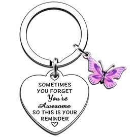 Inspirational light purple butterfly Keyring Gifts for Women Encouragement Keyring Inspirational Quote Keychain For Women Girls Family Friends Stay Strong Gifts Graduation Birthday Chritsmas