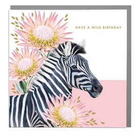 Zebra - Have a Wild Birthday Card with Grey Envelope by Lola Design