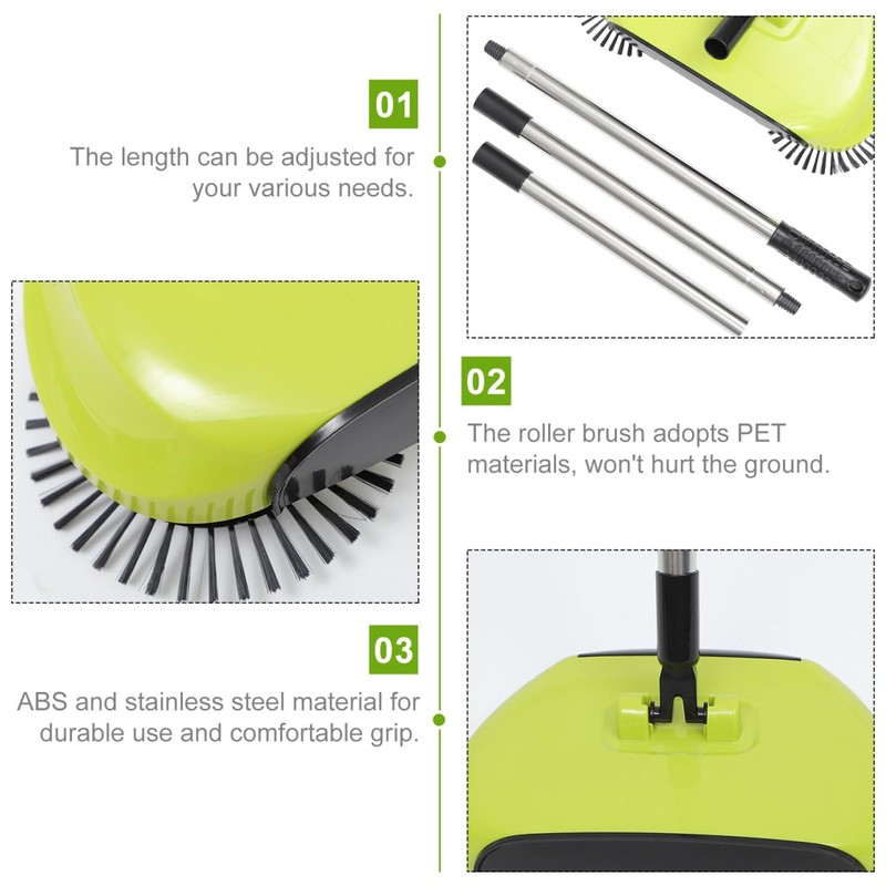 Manual Push Floor Sweeper Broom, Hand Push Sweeper with Enclosed