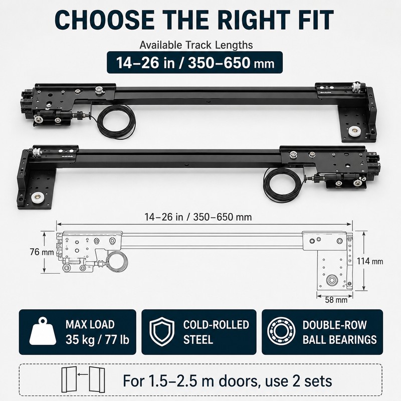Hidden Folding Swing Door Track Hardware Kit for Cabinet and