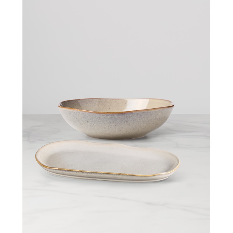 Oneida 897209 Organic Shades 2-Piece Serving Set, Oatmeal