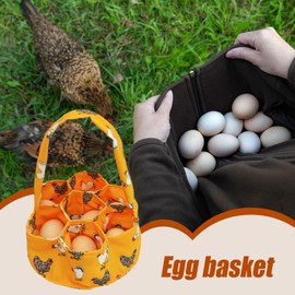 Egg Gathering Basket - Fabric Fruit Holder with 7 Pouches | Portable Farmhouse Chicken Egg Holder Collection Basket with 7 Bags