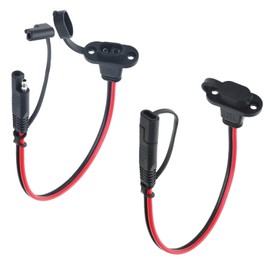 Jienk 2PCS 1FT 12AWG Socket Sidewall Port SAE Connector, Weatherproof SAE Male to Female Flush Mount Extension Cable for Solar Panel Generator Battery Charger