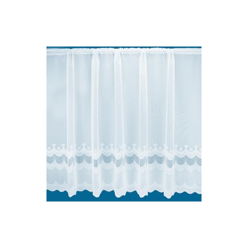 Taylor Floral Border Semi Plain White Net Curtain - Sold