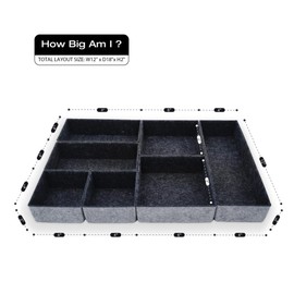 Welaxy Deluxe drawer organizers multi-purpose storage box junk bins for office home kitchen bedroom bathroom nightstand holder luxury gifts 7-piece Style C (Charcoal)