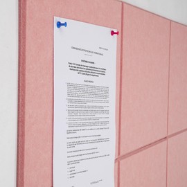 Large Cork Board Alternative 36" X 24" Bulletin Board - 6 Pack Removable Felt Wall Tiles with 30 pushpins, Large Cork Boards for Walls Cork Board for Office Pin Board Tack Board - Pink