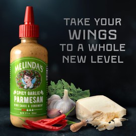 Melinda’s Spicy Garlic Parmesan Wing Sauce - Craft Garlic Parmesan Wing Sauce with Habanero Peppers, Parmesan Cheese, Fresh Garlic - Perfect for Buffalo Wings, Pizza, Pasta - 12oz, 3 Pack