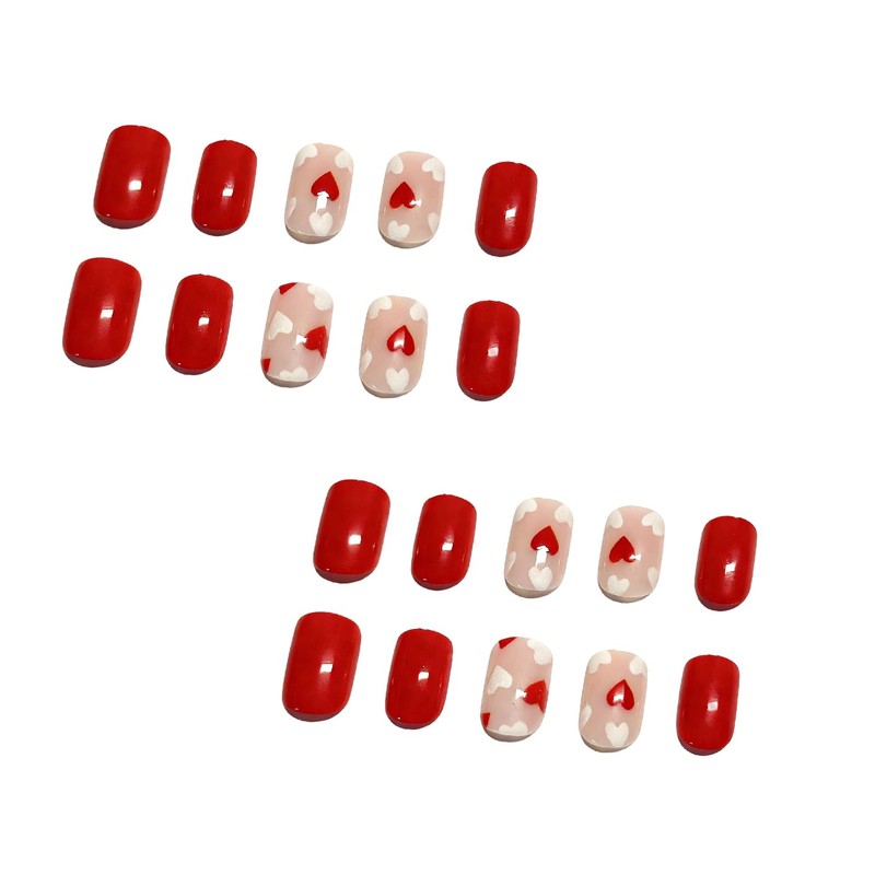 Valentine's Day Press on Nails Short Square False Nail with