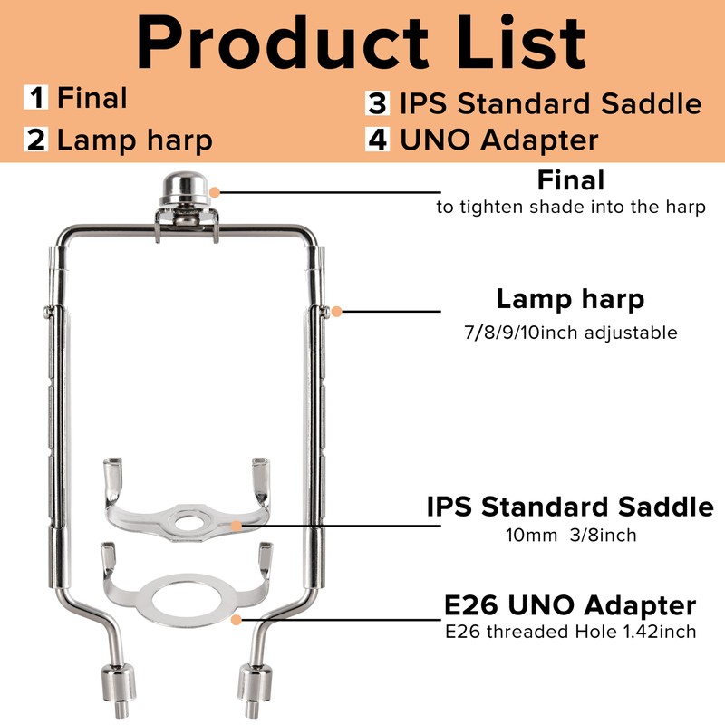 GO&SO 7 8 9 10 inch Adjustable Lamp Harp Holder