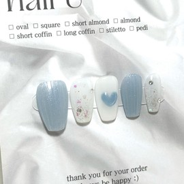 Glitter Churros Handmade Nail Tips - Mini Coffin / 반짝 츄러스 수제네일팁 - 미니 코핀