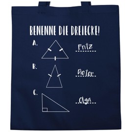 Shirtracer - Cotton Bag - Teacher - Bags - Name the Triangles Math, 3 Navy Blue