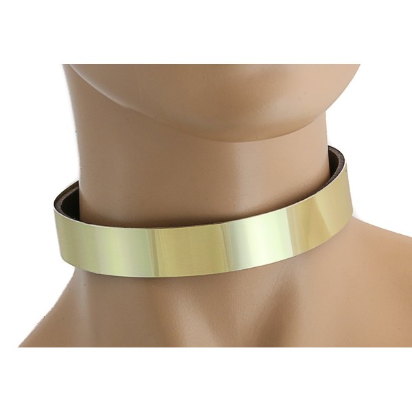 Full Metal Choker Leather Back Light Weight Cyber Sexy Collar