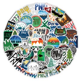 62Pcs PNW Stickers Pack, Aesthetic Vinyl Waterproof Decals for Water Bottle,Laptop,Phone,Skateboard,Scrapbooking,Bumper Decor for Fans for Party Supply Decor