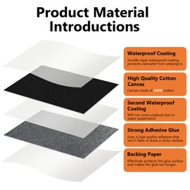 OcePor Couch Patch Repair Fabric,9 x11 inch Canvas Repair Tape 2 PCS,Self Adhesive Waterproof Upholstery Fabric Patches for Furniture,Carpet,Boat Seats,Tent,Clothes,Car Seats,Sofa(Black)