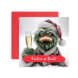 Huxters Funny Christmas Cards for Men and Him – Happy Christmas Festive as Duckfor him and her Family Christmas Holiday – Dad Brother Son Uncle Sister Brother Uncle card
