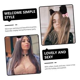 Baluue Plush Long Fur Cat Ear Headband and Chic Cool Style Choker Set for Women Female Headwear for Cosplay Party Role Play and Festival Decor Comfortable and Easy to Clean Accessory