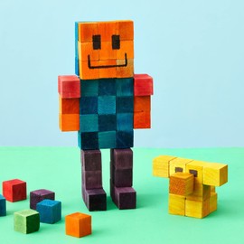 Bright Creations 100 Piece Wooden Blocks for Crafts, Colorful Small Cubes (6 Colors, 0.6 in) - Wooden Cubes - Wood Blocks for Kids