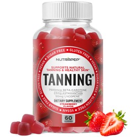 NutraPep Tanning Gummies for Women - Self Tan Bronzing Supplement that Work Without Sun - No Sugar Vegan with Astaxanthin Lycopene Beta Carotene Vitamins - Glow Up Skin Health Daily Oral Tanning Chews