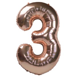 Party Kawaii 32 inch Giant Number Helium Foil Birthday Party Balloons (Rose Gold Number 3)