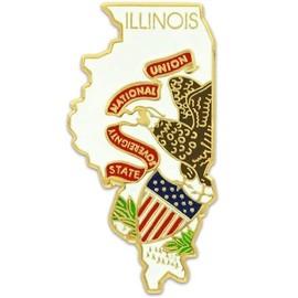 PinMart Illinois Shape Flag Lapel Pin – Complete United States of America Pin Set – Gold Plated Enamel US State Shirt Pins – Great Commemorative/Promotional Gift